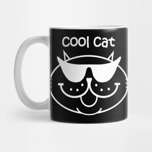 Cool Cat 2 - White Outline Mug